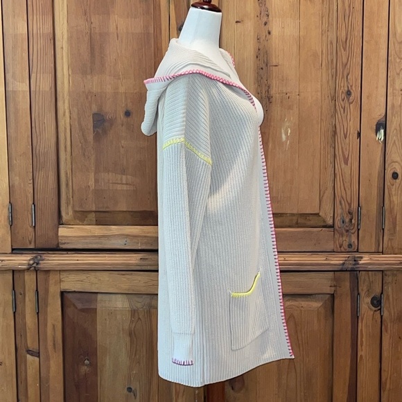 COPY - NWT Kerri Rosenthal Smiley 😊 Face Hooded Cardigan Multicolor Stitching S… - Picture 4 of 17